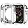 REY Cover in Gel TPU d'Argento per Apple Watch Series 4 - Series 5 - Series 6 - Watch SE 44mm, Ultra Sottile 0,33 mm, Morbido Flessibile, Custodia Silicone