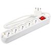 VELAMP - Ciabatta Multipresa Piatta a Presa Multipla (5 Prese Schuko e 10/16A) - Ciabatta Elettrica Multipresa con Spina Grande 16A, Cavo Lungo 1m, Interruttore Luminoso, Prese Sicure - Bianco