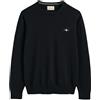 GANT Collo a C in Cotone Classico Maglione, Nero, M Uomo