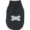 Record - Maglioncino per cani Moonlight Dark Bone. Maglione a Collo Alto,con Foro per il Guinzaglio e Passante in Maglia per le Zampe Posteriori. | Nero, L - Lunghezza dorso 45 cm