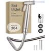 Praknu Doccetta per Bidet WC - Con Doccia, Tubo Flessibile e Supporto - Acciaio inox - Per attacco standard G1/2 - Facile da installare