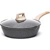 CAROTE Padella 28cm Antiaderenti con Coperchi,Profondità Padelle,Padelle universali,Wok con Rivestimento Antiaderenti Per tutte le fondi di calore Induzione