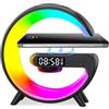 Les-Theresa Sveglia Intelligente con Luce, Luce Notturna Wireless, Lampada con Ricarica Wireless, Altoparlante LED, Lampada per Atmosfera, 10 Colori di Luce, 5w di Carica