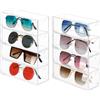 Winter Shore Porta Occhiali Multiplo in Acrilico con 4 Cassetti [Confezione da 2] - Cassettiera Trasparente in Plastica per Occhiali da Vista e da Sole - Set Organizer per 8 Paia di Occhiali
