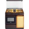 De Longhi Cucina a Gas 4 Fuochi + 2 Piastre Forno Elettrico con Grill Larghezza x Profondità 86x50 cm con Coperchio e Vano portabombola colore Coppertone - SEK 8542 N ED Linea Smart