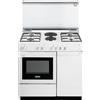 De Longhi Cucina a Gas 4 Fuochi + 2 Piastre Forno Elettrico con Grill Larghezza x Profondità 86x50 cm con Coperchio Vano portabombola colore Bianco - SEW 8542 N Linea Smart