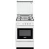 De Longhi Cucina a Gas 4 Fuochi Forno Elettrico con Grill Larghezza x Profondità 50x50 cm con Coperchio colore Bianco - SESW 554 NED Linea Smart