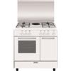 Glem Gas Cucina a Gas 4 Fuochi Forno Elettrico con Grill Larghezza x Profondità 80x50 cm Classe energetica A con Coperchio Vano portabombola colore Bianco - AR856Ex Linea Alpha