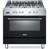 De Longhi Cucina a Gas 5 Fuochi Forno Elettrico Multifunzione Ventilato con Grill Larghezza x Profondità 90x60 cm con colore Antracite / Inox - PRO 96 MA Linea Pro