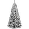 BAKAJI Albero di Natale Danubio Super Folto Pino Verde Innevato Base Croce in Ferro Pieghevole Altissima qualità Rami con Neve Facile Montaggio Apertura Ombrello (210 cm)