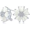 Bling Jewelry Orecchini A Bottone A Forma Di Petali Di Cuore Con Pietre Preziose A Forma Di Occhio Di Gatto Romantico Con Clip Omega Per Donne Placcati In Argento