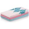 AmeliaHome Set di 3 strofinacci da cucina in cotone, 50 x 70 cm, motivo foglie, colore: Rosa