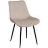Huspert Sedia per tavolo da pranzo in tessuto con gambe in metallo nero Beige