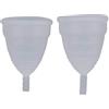 Brrnoo 3 Colori 2 Pezzi/se Coppetta Mestruale per Principianti-morbida Coppetta Mestruale Riutilizzabile Tampone e Tampone Detergente Alternativo Modello Usa e Getta di Coppette in Silicone(Bianco)