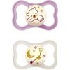 MAM Air Night Ciuccio Luminoso in Set da 2, in Silicone con Custodia Porta Succhietto, 6-16 Mesi, Rosa