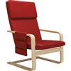 BAKAJI Sedia Poltrona Relax Ergonomica Rivestimento Cotone Rosso con Borsa 2 Scomparti