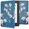 kwmobile Custodia eReader Compatibile con Kobo Aura H2O Edition 1 Cover - eBook Reader Flip Case - marrone grigio/bianco/grigio blu - Magnolie