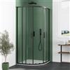 Parama Box doccia semicircolare 70x90cm profili nero opaco slim vetro 6mm trasparente h190 | Portofino