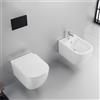Parama Coppia di sanitari sospesi in ceramica wc rimless + bidet bianco lucido e copri-wc soft-close | Lisbona