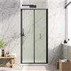 Parama Porta doccia 80cm con apertura a libro profili slim nero opaco vetro 6mm trasparente h190 | Portofino