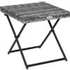 Outsunny Tavolino da Giardino Pieghevole Salvaspazio in Rattan Sintetico e Acciaio, 40x40x40cm, Grigio|Aosom