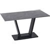 HOMCOM Tavolo da Pranzo per 4-6 persone con Piano Effetto Marmo e Base in Acciaio, 140x80x76cm, Nero|Aosom