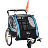HOMCOM Rimorchio Bici per Bambini e Passeggino 2 in 1 con Cintura, Tasche e Bandierina, Blu
