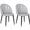 HOMCOM Set 2 Sedie da Pranzo in Pelle PU con Gambe in Metallo e Schienale a Conchiglia, Grigio Chiaro