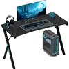 HOMCOM Scrivania Gaming con Luci LED RGB Regolabili e Gambe a K, in Legno e Acciaio, 120x60x75 cm, Nero