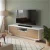 Dmora Mobile Porta TV Andromeda, Supporto per Televisione da Salotto, Credenza Bassa da Soggiorno a 2 Ante e 1 cassetto, 100% Made in Italy, 170x42h48 cm, Bianco e Rovere
