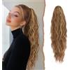 Sofeiyan Extension Coda Capelli con Coulisse Ondulata di Cavallo Parrucca Posticci 66 cm Lunga Ricci Clip in Sintetici codino Finta i capelli per Donna,Castano e Biondo