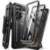 SUPCASE Cover per Samsung Galaxy S25 Ultra con Supporto, [2 Cornici Frontali] [Protezione Schermo Integrata e Clip da Cintura] Custodia Protettiva di Grado Militare per S25 Ultra 6.8'' (Nero)