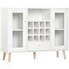 HOMCOM Credenza Moderna da Cucina con Cantinetta Vini 12 Bottiglie, Cassetto e Armadietti in Legno 100x33x80cm Bianco