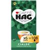 Caffé HAG Hag - Caffè in Cialde ESE Decaffeinato - Miscela Espresso per Macchina Portafiltro Monodose - Caratterizzato da un Aroma e Gusto Delicati - Contiene 6 confezioni da 18 cialde (Totale 108 cialde)