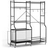 LIFEZEAL Rastrelliera per Attrezzi Sportivi, Mobile, Regolabile, 170x40x174cm, 6 Ruote, Porta Palle, Scaffale Porta Golf, Rack di Pesi, Ball Stand, con 13 Ganci, Ripiano Laterale, Palestra, Casa