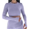 R-EVENGE Crop Top Q-Skin, Maglia Tecnica Donna a Manica Lunga per Tutte Le attività in Palestra e Outdoor (IT, Testo, S, M, Regular, Regular, Lilla)