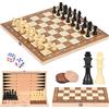 LUXECOVE Set di scacchi in legno 3 in 1, set di scacchiere pieghevoli, scacchiera in legno,set di scacchi magnetici portatili, ideale per giochi di feste in famiglia, 29 x 29 cm