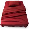 Blumtal Set lenzuola letto singolo 3pz - completo letto singolo certificato OEKO-TEX - lenzuolo con angoli 90x190x30cm + lenzuola singolo 160x275cm + federa cuscino 50x80cm in microfibra rosso Aurora