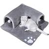 KMQRDZi Gatto a tunnel per gatti, 2 in 1, con tappeto, per gatti rimovibile, per animali domestici, lavabile, con palla, giocattolo per gatti, 50 x 50 cm (grigio)