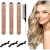 Funklu Boccoli Capelli Senza Calore, 7pcs Heatless Curler, Arricciatori per la notte, Bigodino Lungo per Boccoli,Bigodini Grandi,Bigodini Morbidi per Dormire,Tubo Capelli Mossi con Ganci e Clip（Beige）