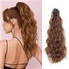 TTPSRY 50cm Parrucca Donna Coda Finta Capelli con Pinza Extension Capelli Veri a Onde d'Acqua Ideale per Aggiungere Lunghezza e Volume(Marrone scuro)