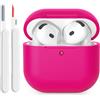 KOKOKA Custodia in Silicone Compatibile con AirPods 4 Case, LED Anteriore Visibile, Case Cover Protettiva Antiurto in Silicone Morbido per Airpods 4 Generazione 2024 con Kit di Pulizia, Watermelon Red