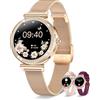 Erkwei Orologio Smartwatch Donna Rotondo Effettua/Rispondi alle Chiamate 3 Cinturino 41mm 1.27 Piccolo Smart Watch Donna iOS Android Fitness Orologio Contapassi Frequenza Cardiaca Sonno 100+ Sportive