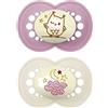 MAM Original Night Ciuccio Luminoso in Set da 2, in Silicone SkinSoft con Custodia Porta Succhietto, 16+ Mesi, Rosa
