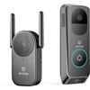 ANNKE Campanello Video a Batteria (Doppio Obiettivo), 2K Videocitofono WiFi, Vista Diagonale a 190°, Audio Bidirezionale, Rilevamento Persone, Visione Notturna, Impermeabile, Compatibile con Alexa
