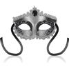 Masks,OhMama Maschera Veneziana Grigia Con Diamante Nero