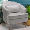 BAKAJI Poltrona Sedia Relax in Tessuto e Metallo Imbottita Design Moderno Grigio Oro
