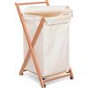 Foppapedretti Portabiancheria chiudibile con ruote Angel Dimensioni aperto cm: 51x44xh85 Legno massiccio di faggio - 329306 - NOCE