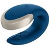 Satisfyer, vibratore di coppia di lusso con telecomando, Double Love Connect App' con app e telecomando radio, silicone medico, 8,6 cm, colore:blu