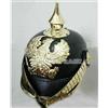 Markenlos Elmetto Pickelhaube tedesco prussiano in pelle da ufficiale imperiale senza s...